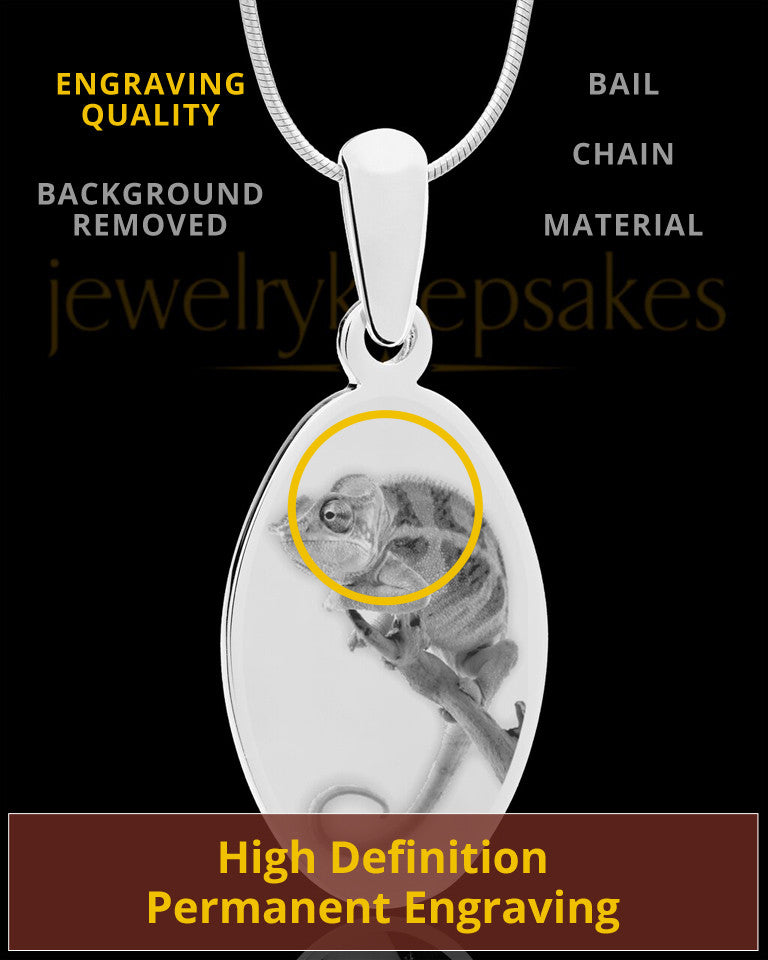 Photo Engraved Oval Pet Pendant Stainless Steel