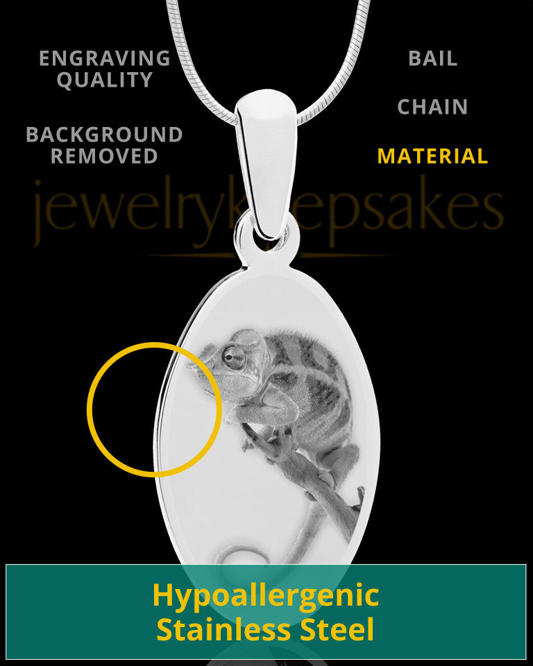 Photo Engraved Oval Pet Pendant Stainless Steel