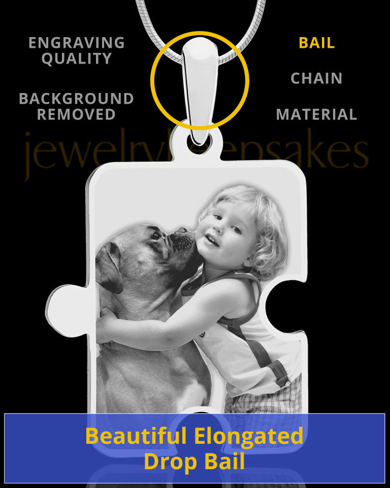 Photo Engraved Large Puzzle Pet Pendant Silver Plated