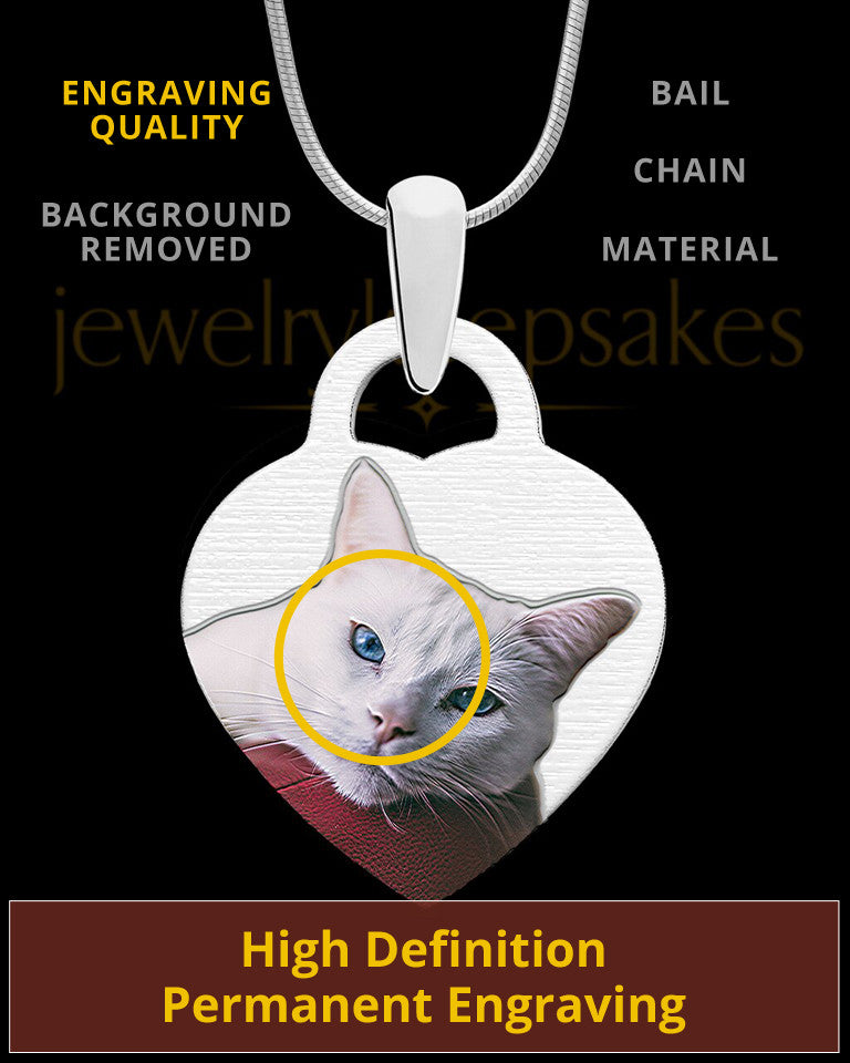 Small Heart Full Color Photo Engraved Pet Pendant Stainless