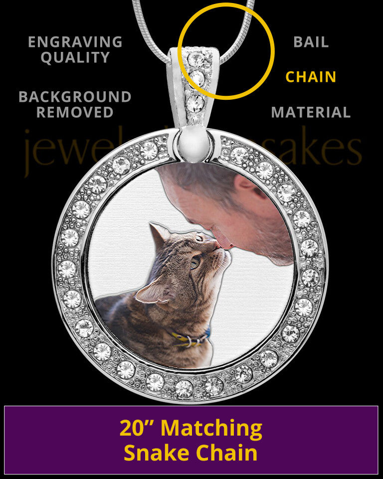 Full Color Gem Circle Photo Engraved Pet Pendant Stainless Steel
