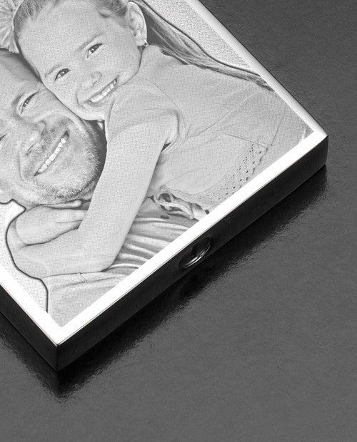 Stainless Square Cremation Photo Engraved Keychain