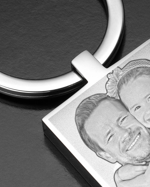 Stainless Square Cremation Photo Engraved Keychain