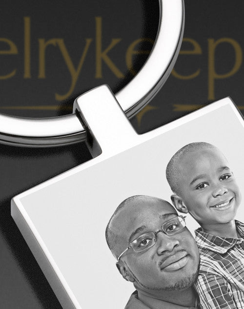 Custom Photo Engraved Keychain Rectangle Stainless