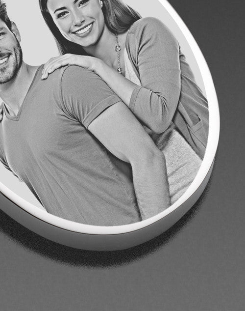 Photo Engraved Oval Stainless Keychain