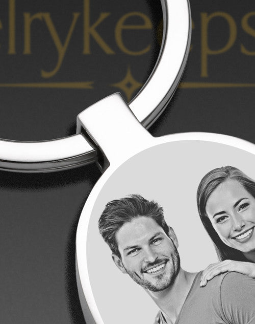 Photo Engraved Oval Stainless Keychain