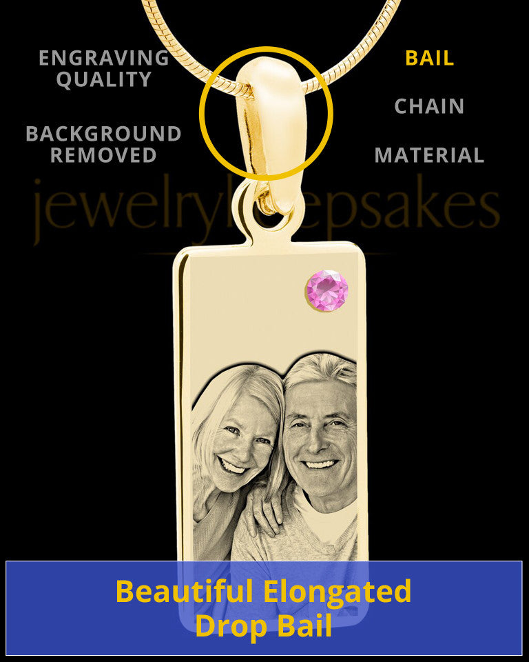 June Photo Engraved Gold Long Rectangle