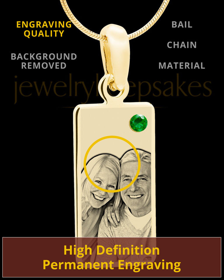 May Photo Engraved Gold Long Rectangle