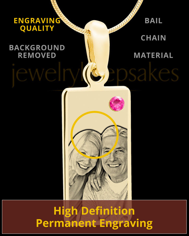 October Photo Engraved Gold Long Rectangle