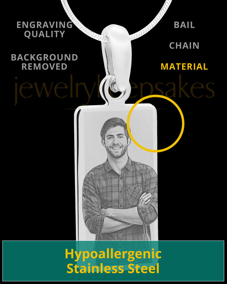 Photo Engraved Stainless Steel Long Rectangle