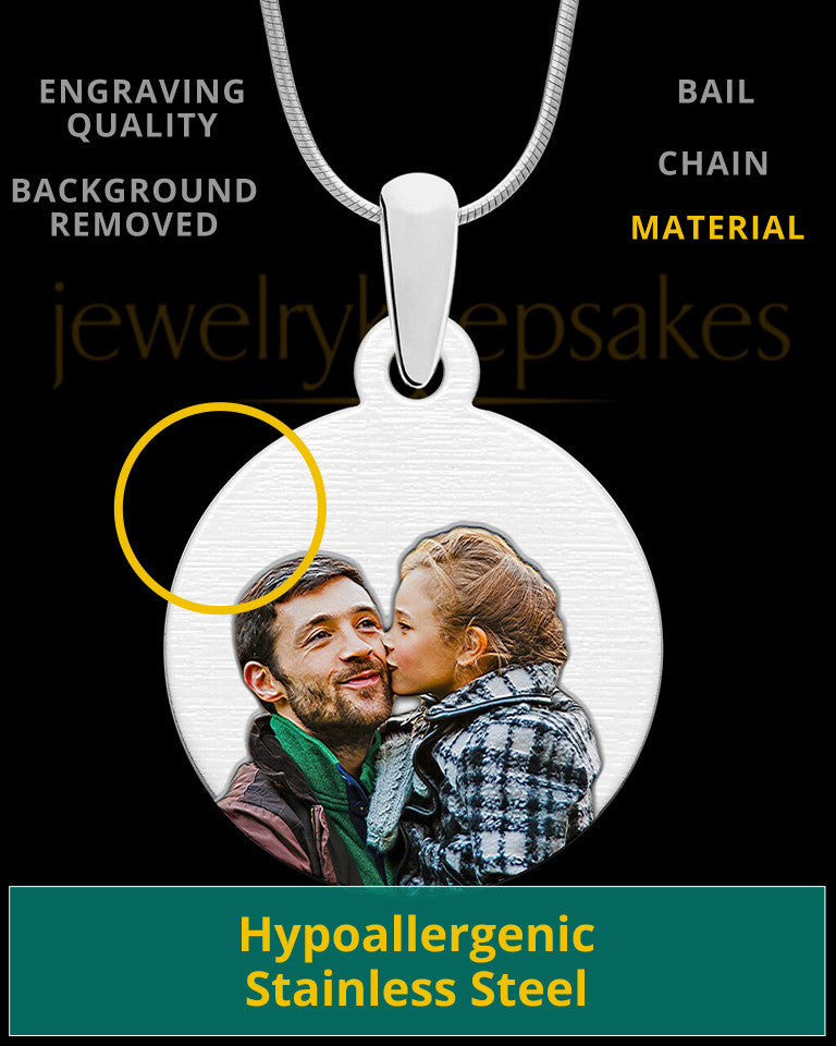 Stainless Steel Large Round Full Color Photo Engraved Pendant
