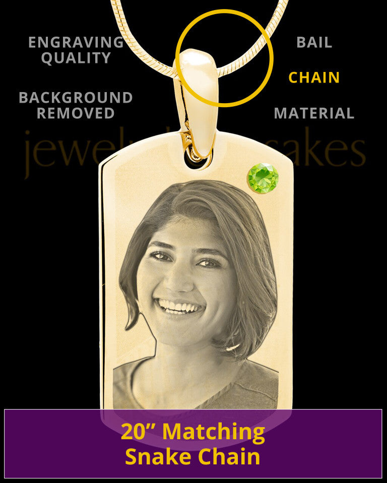 August Gold Photo Engraved Small Dog Tag
