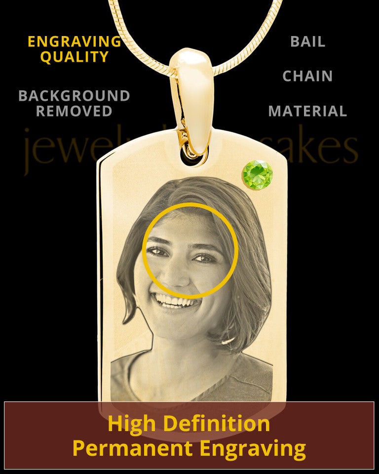 August Gold Photo Engraved Small Dog Tag
