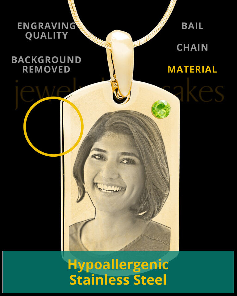 August Gold Photo Engraved Small Dog Tag