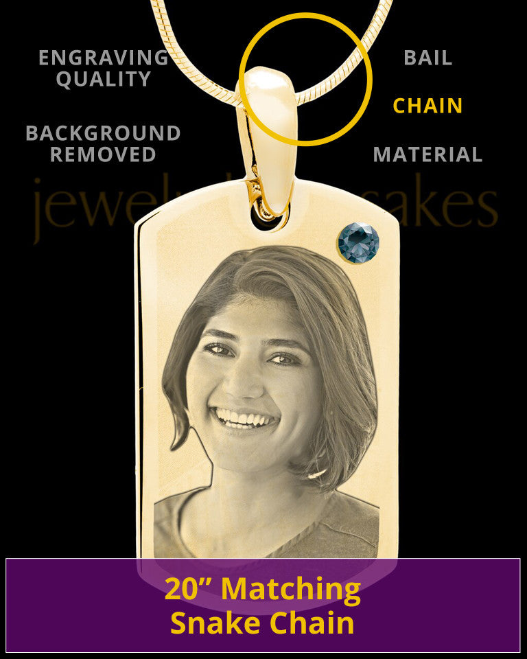 December Gold Photo Engraved Small Dog Tag