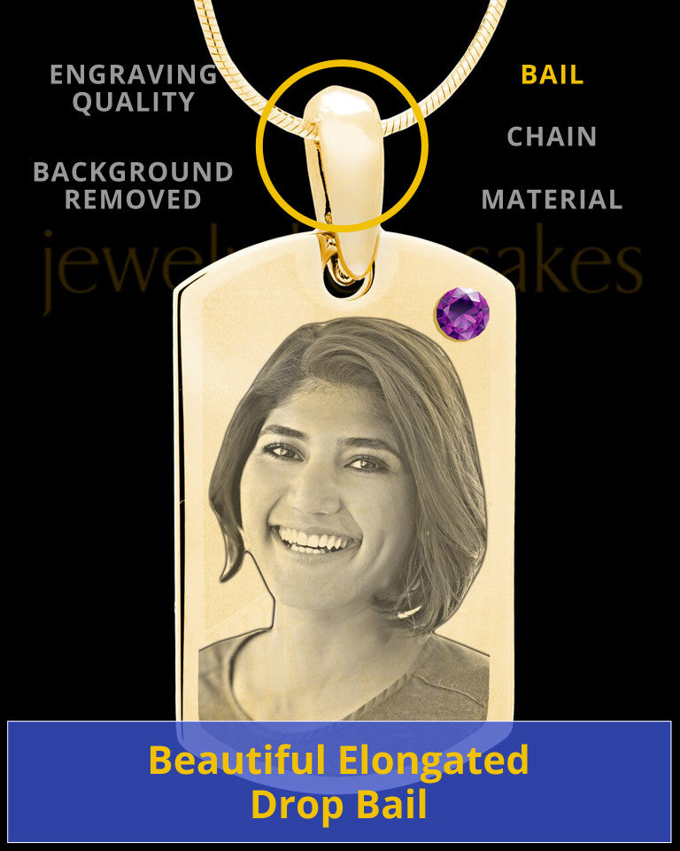 February Gold Photo Engraved Small Dog Tag