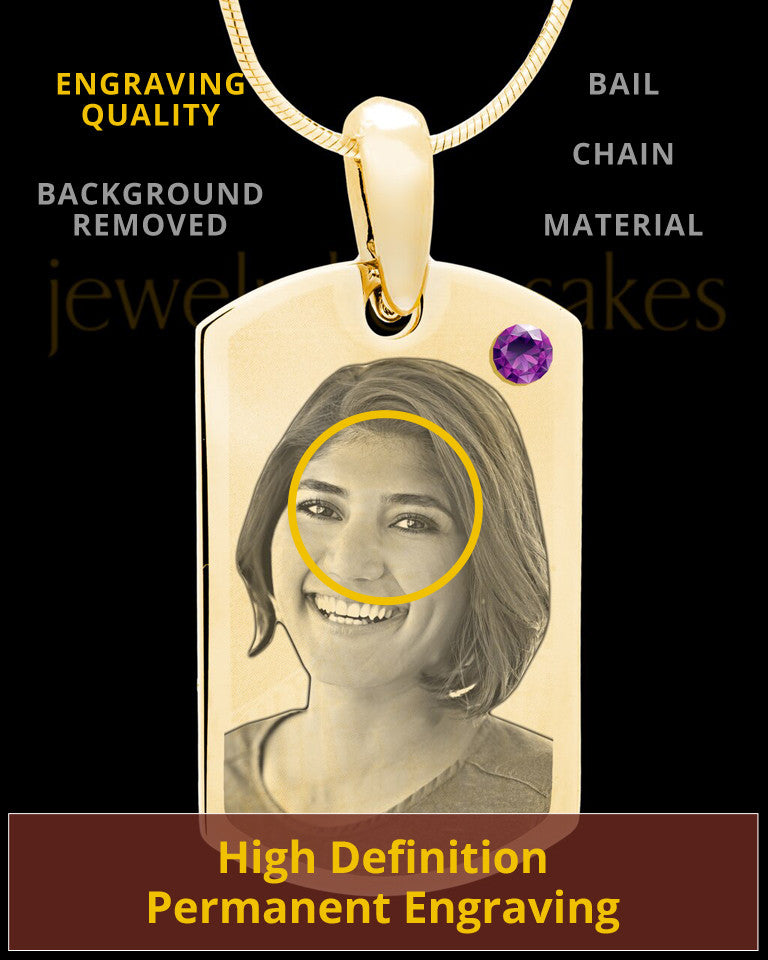 February Gold Photo Engraved Small Dog Tag