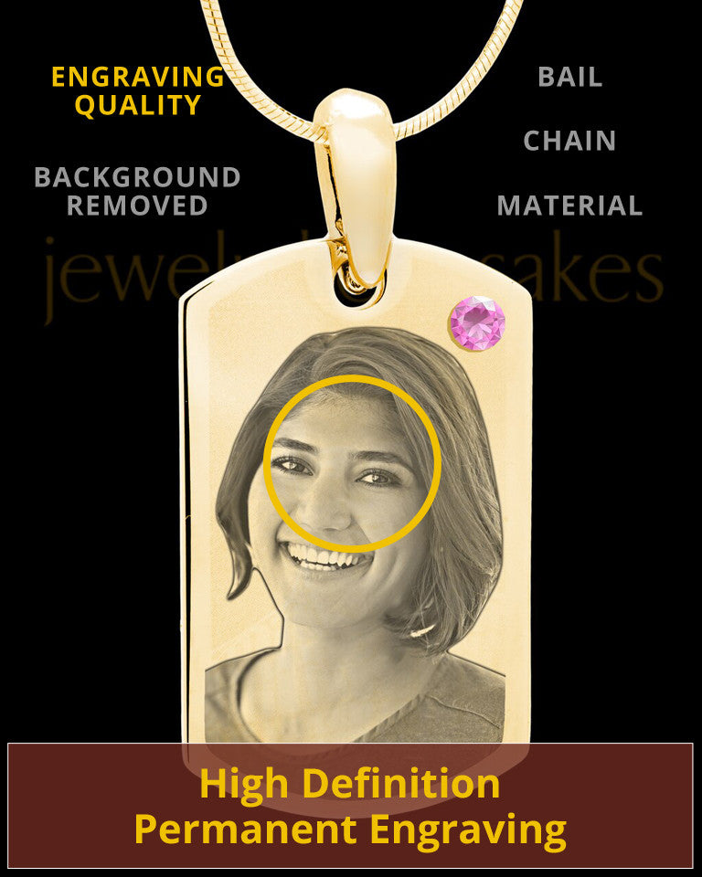 June Gold Photo Engraved Small Dog Tag