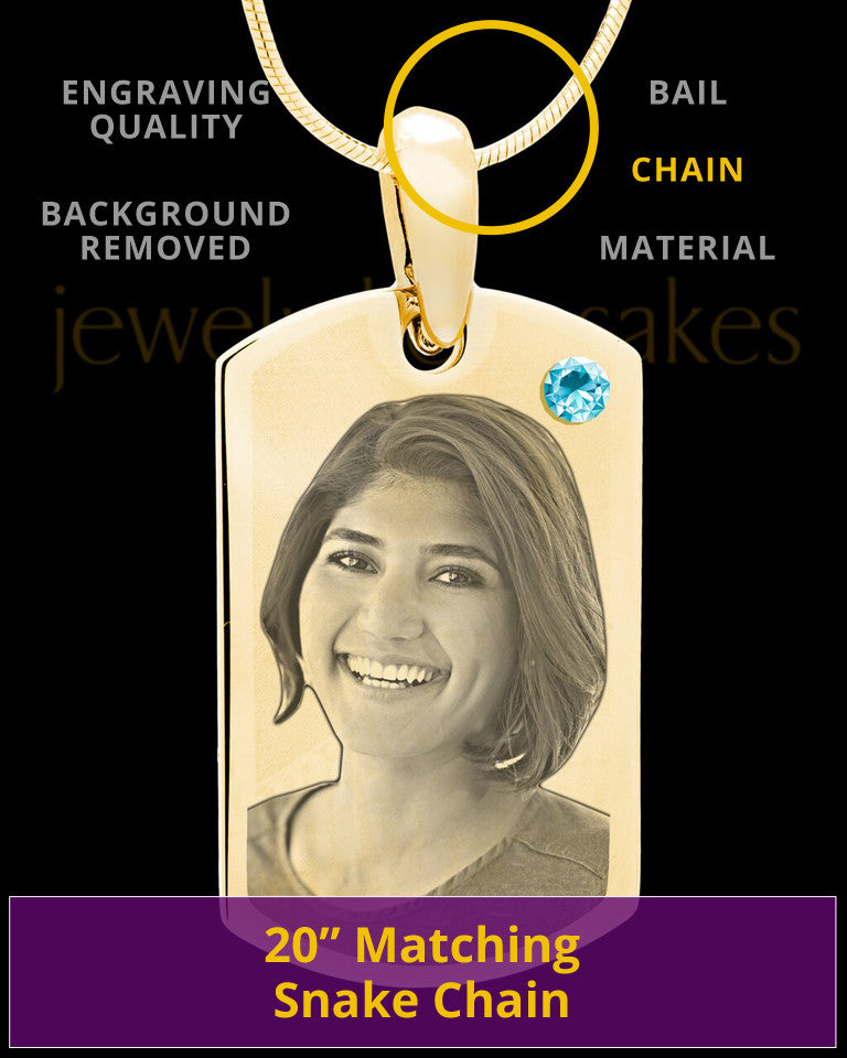 March Gold Photo Engraved Small Dog Tag