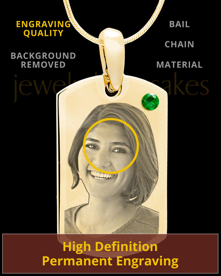 May Gold Photo Engraved Small Dog Tag