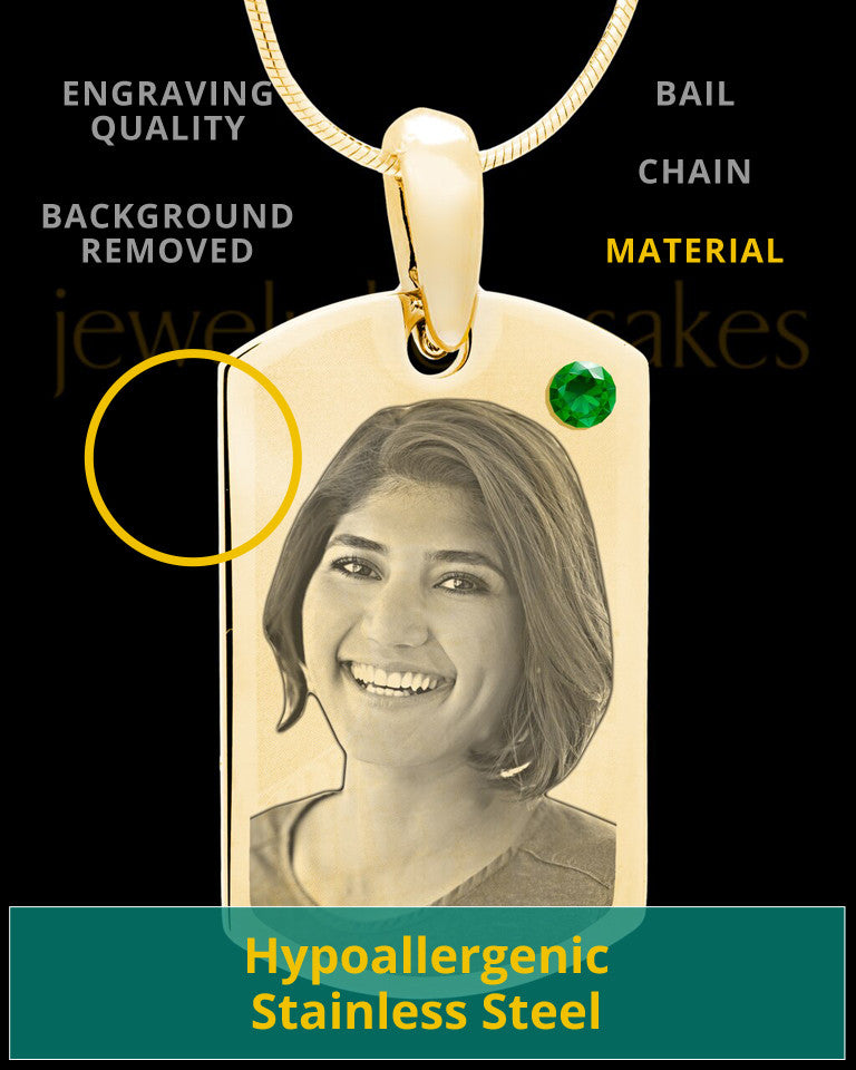 May Gold Photo Engraved Small Dog Tag