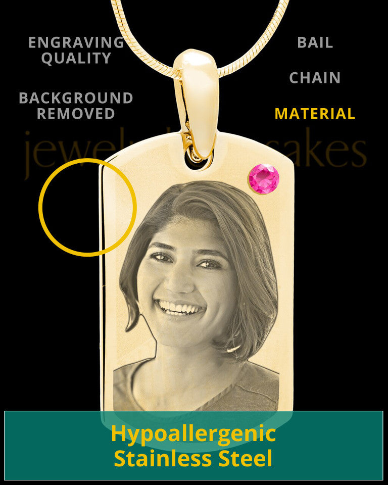 October Gold Photo Engraved Small Dog Tag