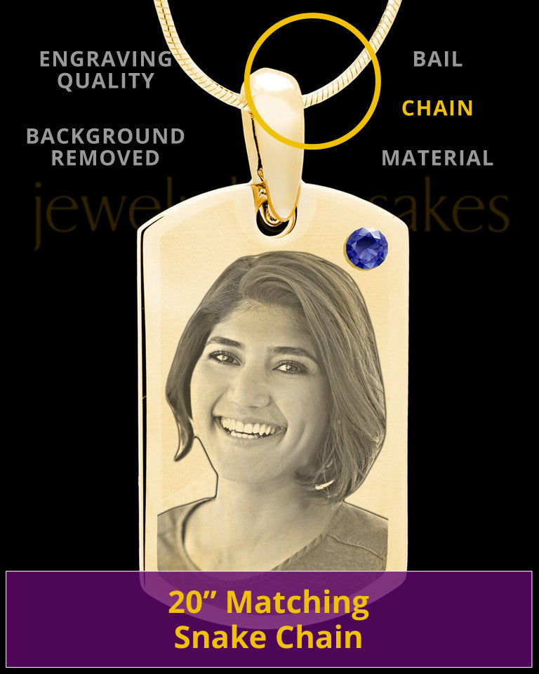September Gold Photo Engraved Small Dog Tag