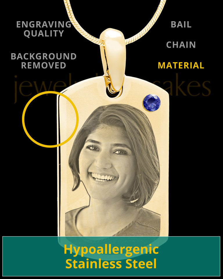 September Gold Photo Engraved Small Dog Tag