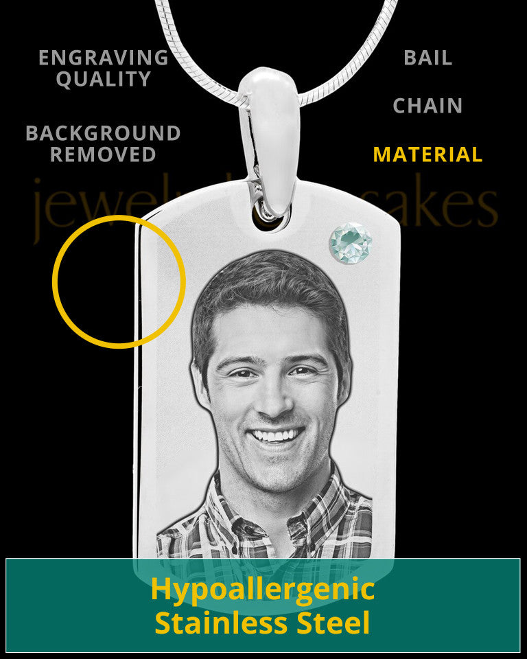 April Stainless Photo Small Dog Tag