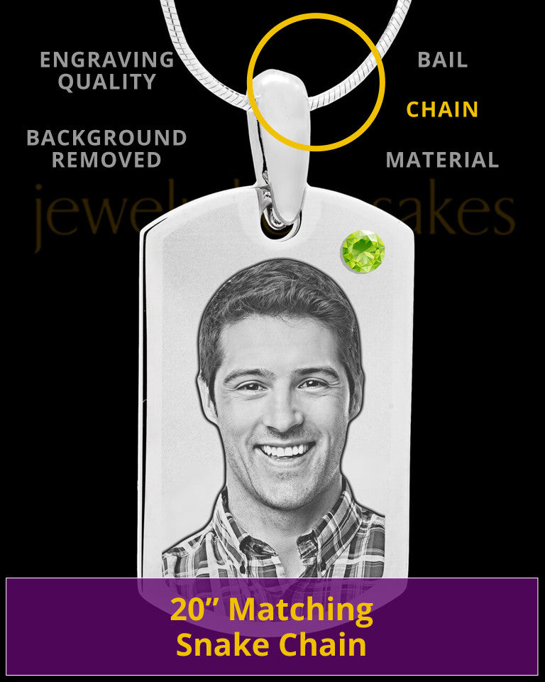 August Stainless Photo Small Dog Tag