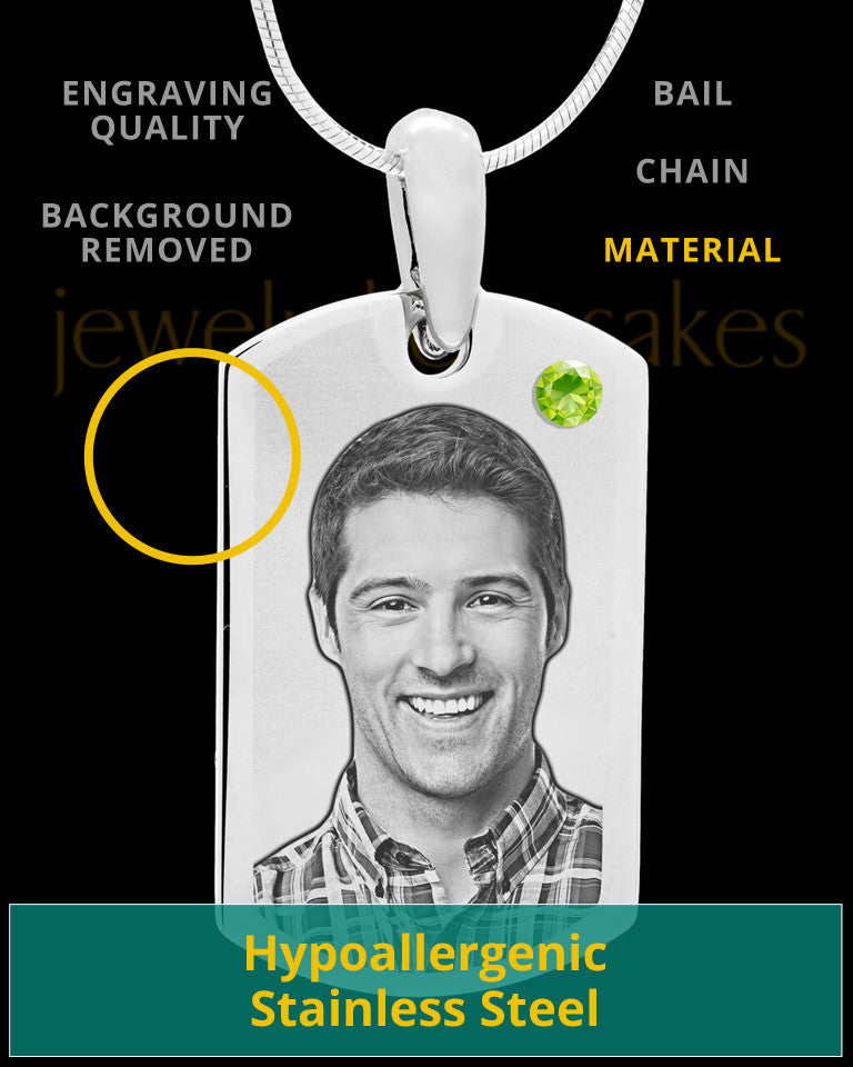 August Stainless Photo Small Dog Tag