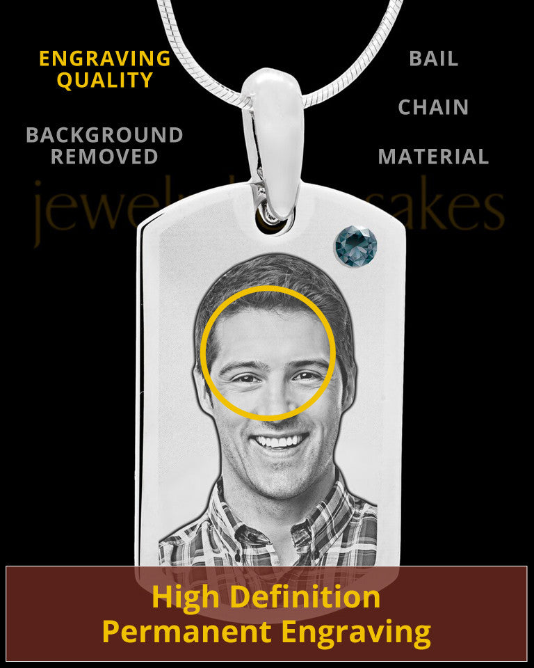 December Stainless Photo Small Dog Tag