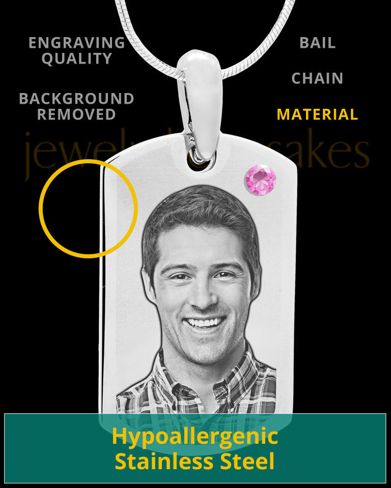 June Stainless Photo Small Dog Tag