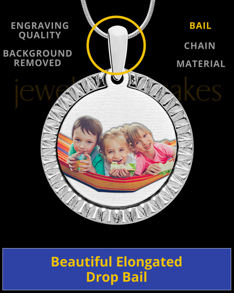 Stainless Steel Etched Circle Full Color Photo Engraved Pendant