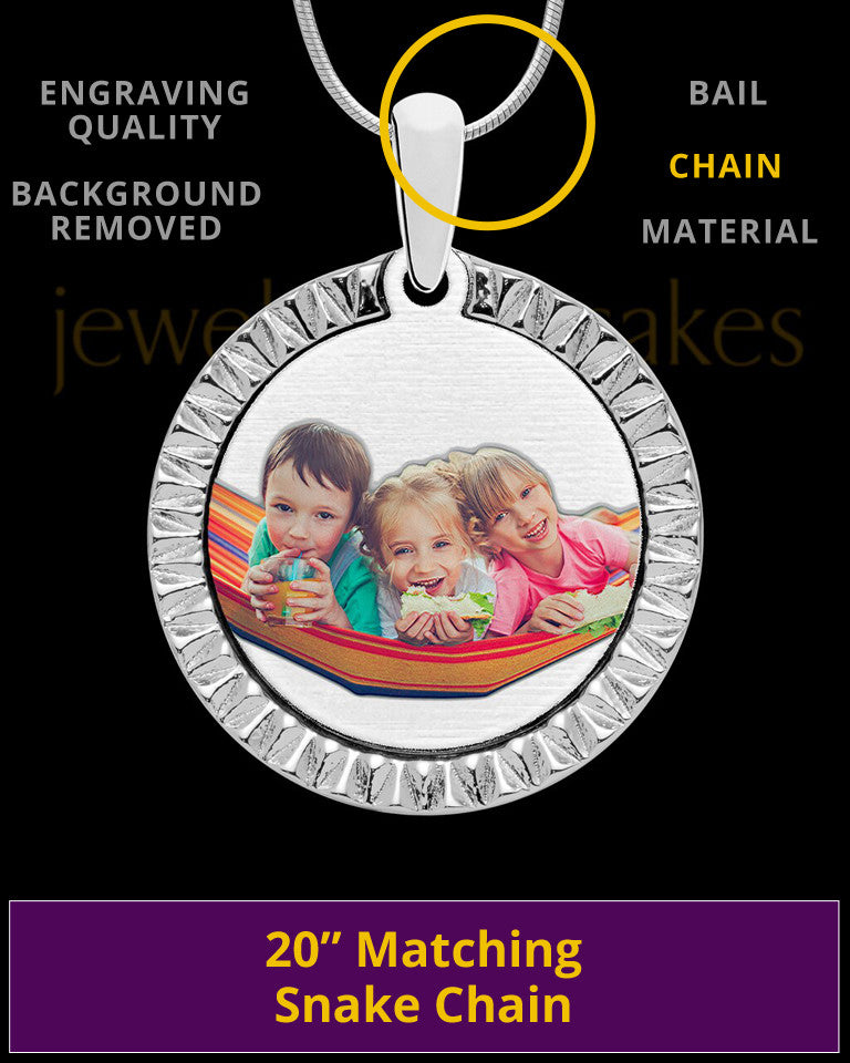 Stainless Steel Etched Circle Full Color Photo Engraved Pendant