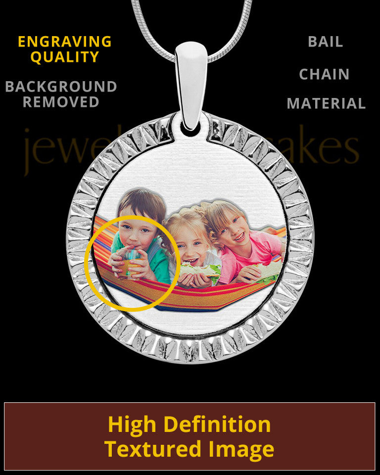 Stainless Steel Etched Circle Full Color Photo Engraved Pendant