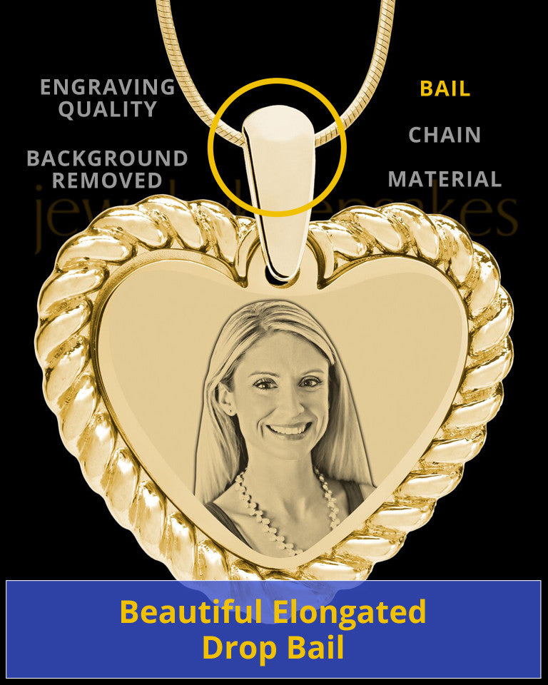 Gold Framed Heart Photo Engraved Pendant