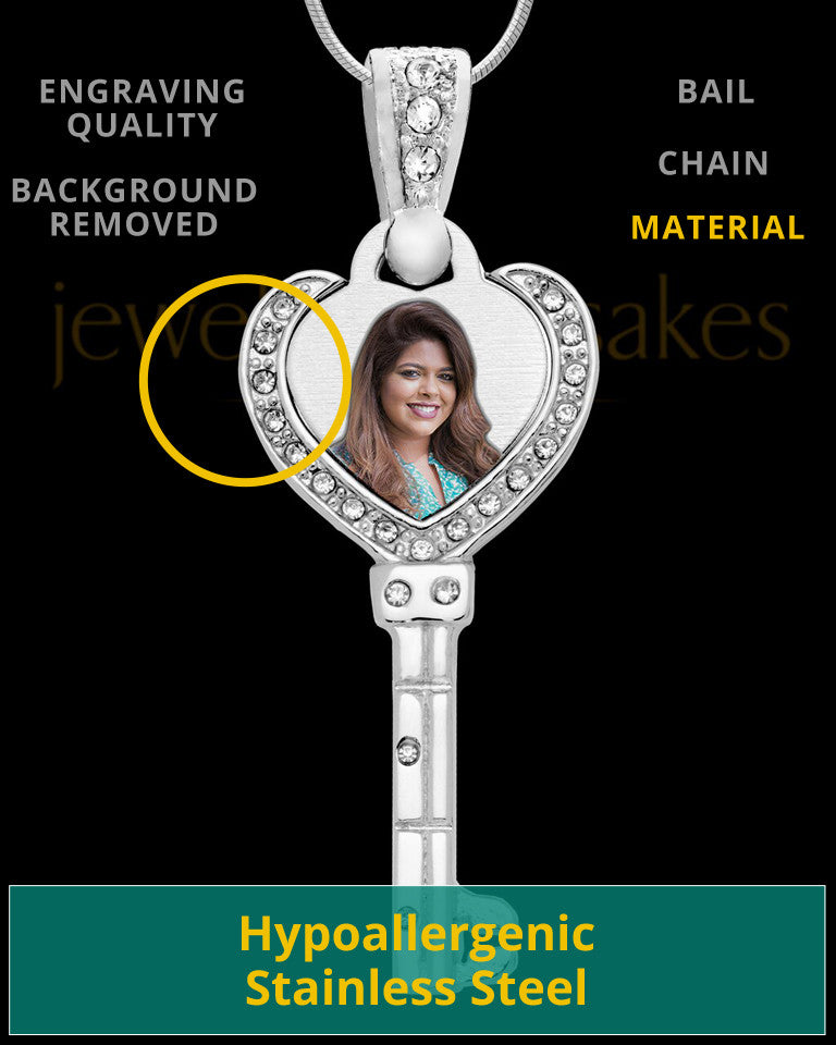 Full Color Key To My Heart Photo Engraved Pendant