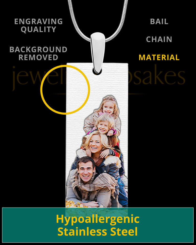 Full Color Tall Rectangle Photo Engraved Pendant