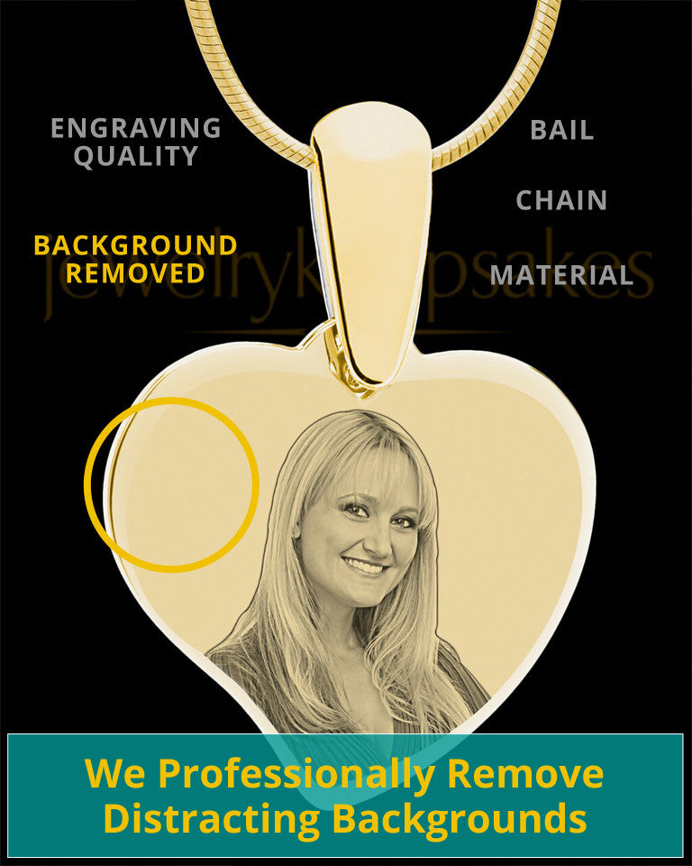 Gold Curved Heart Photo Engraved Pendant