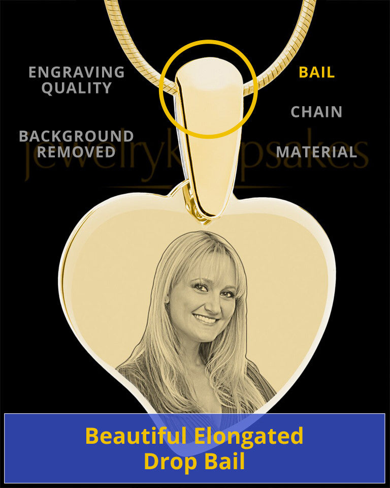 Gold Curved Heart Photo Engraved Pendant