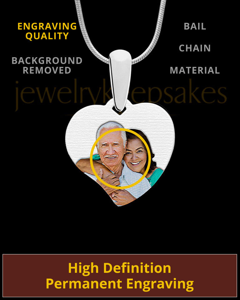 Curved Heart Full Color Photo Engraved Pendant