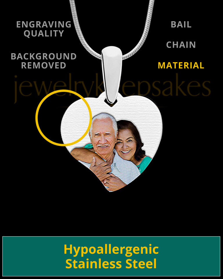 Curved Heart Full Color Photo Engraved Pendant