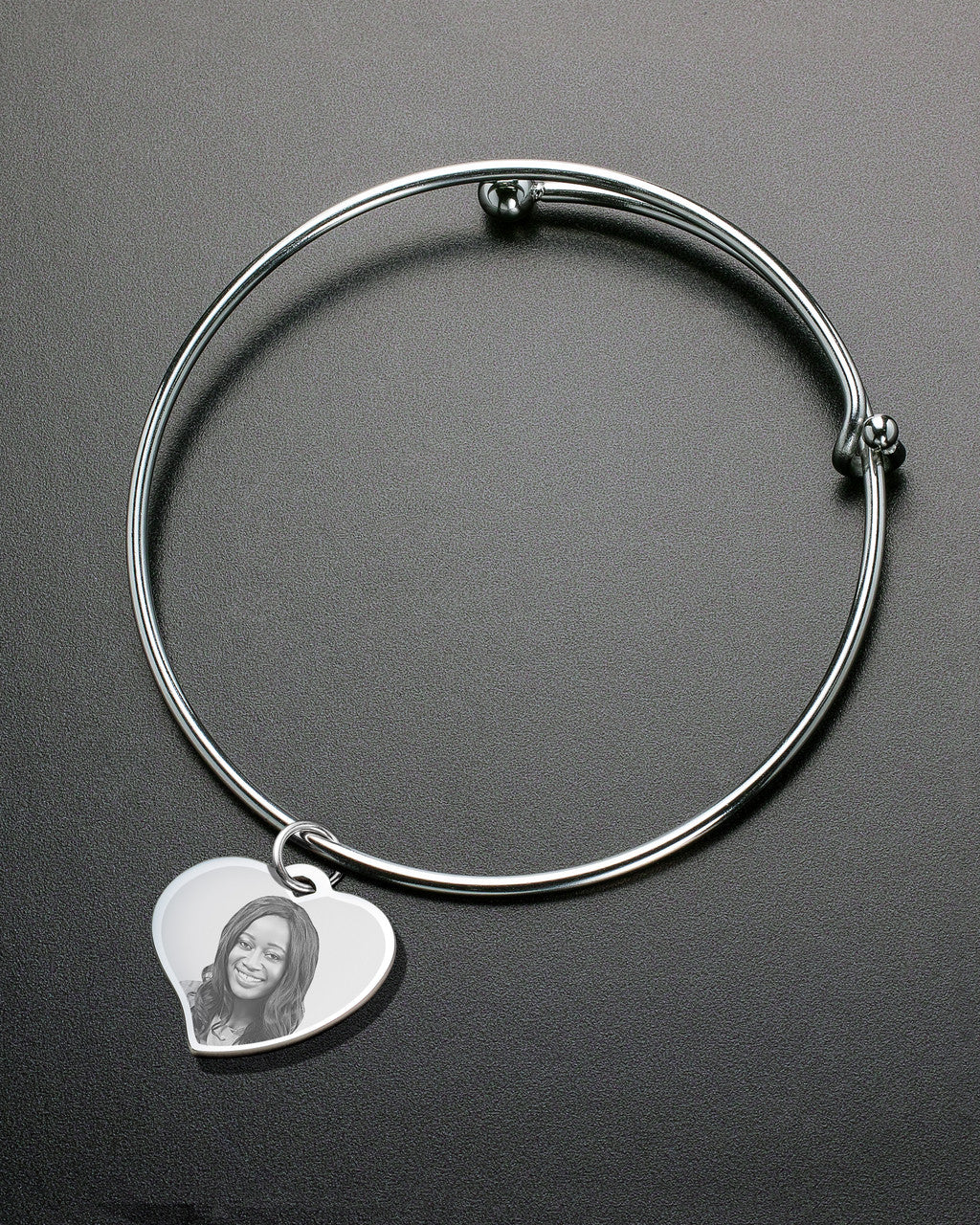 Sophisticate Curved Heart Photo Engraved Bracelet