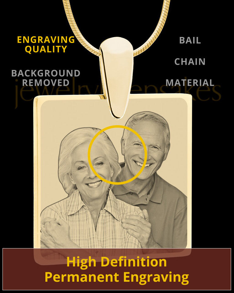 Gold Perfect Square Photo Engraved Pendant