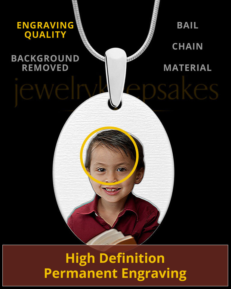 Full Color Large Oval Photo Engraved Pendant