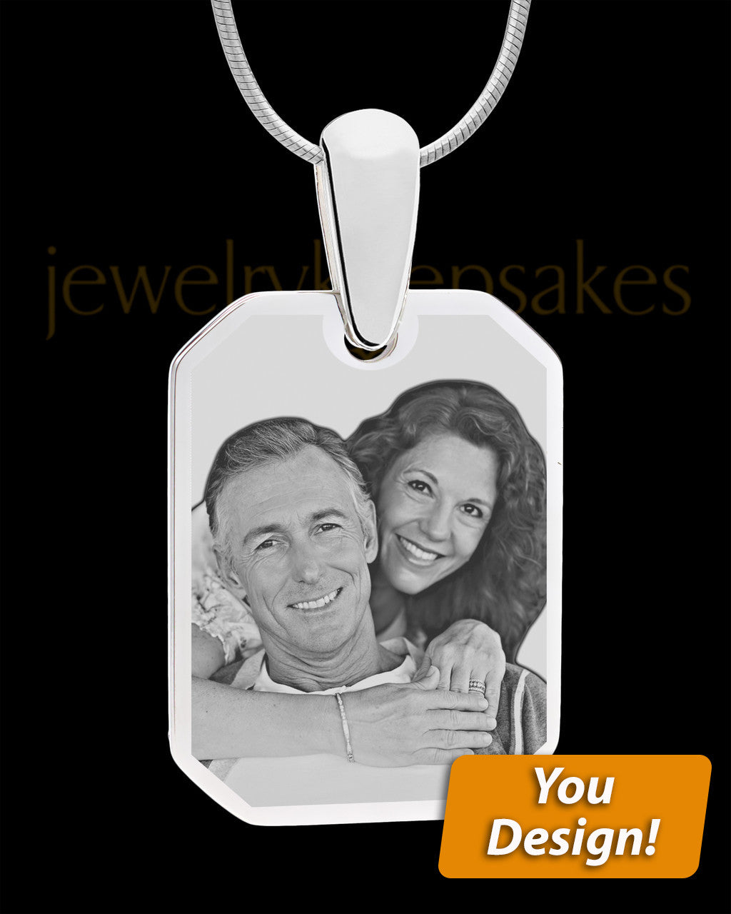 Silver Octagon Photo Engraved Pendant