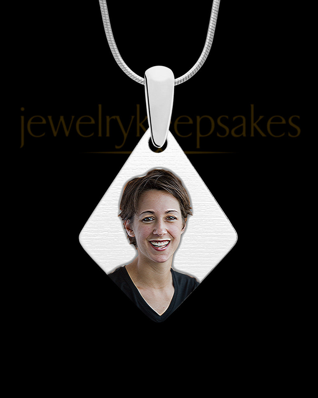 Full Color Elongated Diamond Photo Engraved Pendant