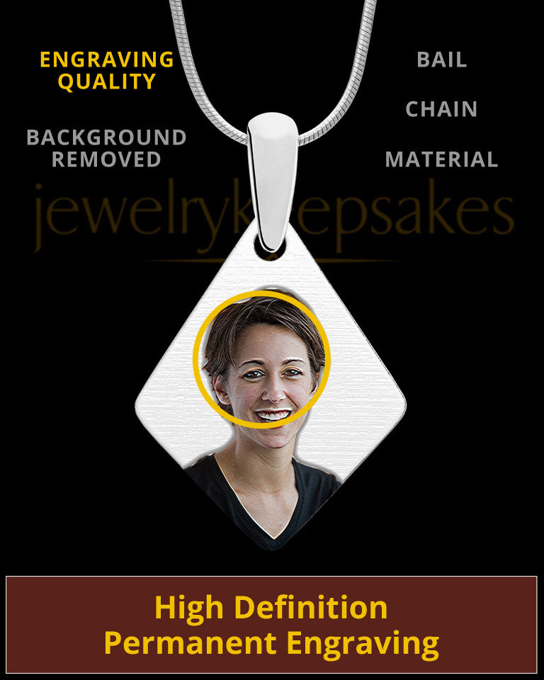 Full Color Elongated Diamond Photo Engraved Pendant