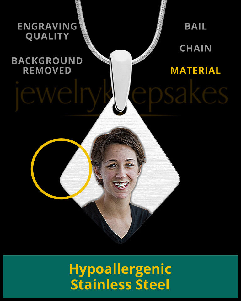Full Color Elongated Diamond Photo Engraved Pendant